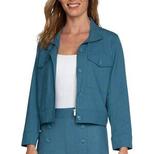 Liverpool Los Angeles Ocean Blue Utility Crop Jacket - XS NWT Reg $119